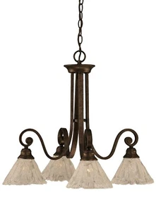 Toltec Lighting 258-BRZ-7195 Curl Four-Light Down light Chandelier Bronze Finish - Picture 1 of 9