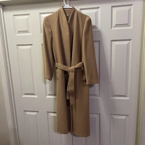 Vintage Fleurette 100% Camel Hair Brown Tan Belted Trench Coat Women - Picture 1 of 17
