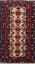 Vintage Geometric Traditional Oriental Area Rug Hand-knotted Wool 3x6 ft Carpet