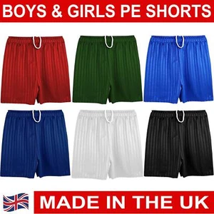 Boys Girls PE School Shorts Children Stripe Short Football Gym Uniform Age 3-13  - Picture 1 of 15