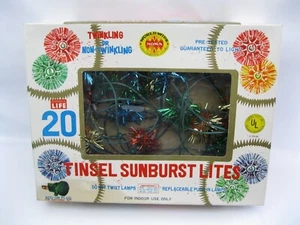 Tinsel Sunburst Lites Christmas Tree Lights Vintage Colorful Japan NOMA Holiday - Picture 1 of 13