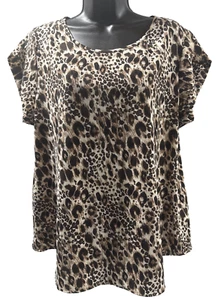 Chico's Blouse Cheetah Print Pullover Top Women's Size 2 (Large) - Picture 1 of 5