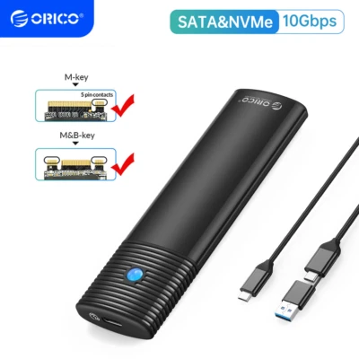 ORICO M.2 NVMe /SATA SSD Enclosure USB 3.2 Gen 2 10/6Gbps Adapter for SSD Case - Image 1 of 4