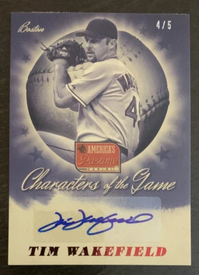 Tim WAKEFIELD🔥2013 America's Pastime Characters of the Game Auto #CG-TW 4/5 NM - Image 1 of 2