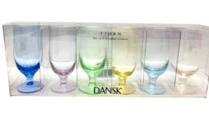 Dansk Tjorn Cordial Shot Colorful 2 oz Glasses Set Of 6 ~ 4 Inches Tall Footed - Picture 1 of 7