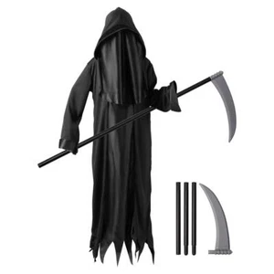 Sensenmann Kostüm Kinder Halloween Kostüm Jungen Grusel Kostüm Cape & Sense - Bild 1 von 8