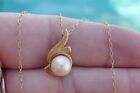 Vintage 14kt Yellow Gold & Akoya Pearl Necklace - 15" Long / 1.8 Grams 
