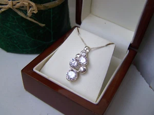 STYLISH MODERNIST BRUTALIST 925 SOLID STERLING SILVER PENDANT CHAIN 16" NECKLACE - Picture 1 of 13