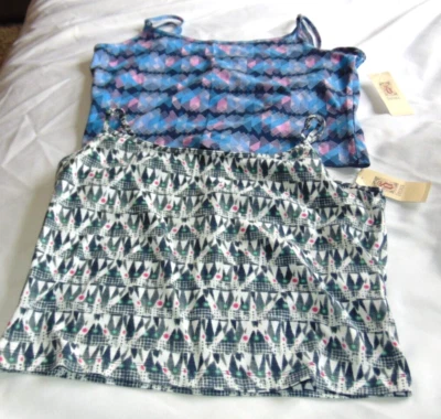 DECREE Negro y Azul IMPRESIÓN Corto Correa Espagueti TANQUE TOPS Lote de 2 Talla XL Ch-38" Foto 1 de 4