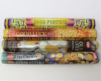 Hem 80 Incense Sticks Lucky: Attracts Money Good Luck Good Fortune Gold Silver  - Image 1 of 4
