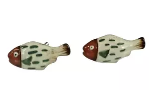 Ceramic Fish Knob Bass Perch Trout Drawer Pull Handle Green Fishing Cabin SET 2 - Picture 1 of 10