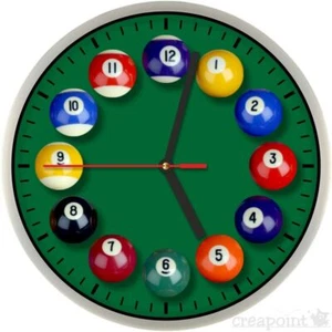 #201 Wanduhr » Billard-Kugeln «  optional mit lautlosem Uhrwerk Billard Zubehör - Picture 1 of 5