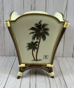 VTG Wamasutta Trash Garbage Can Waste Basket PALM TREE Bamboo Design Brown 11” - Picture 1 of 11