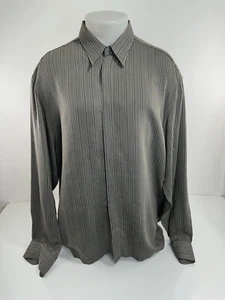 BERNINI - BEVERLY HILLS Striped Mens 44 / 17.5 - XL Viscose Shirt - Picture 1 of 8