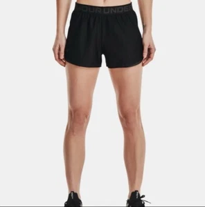 NEW Under Armour Shorts Womens Play Up Knit 3 Inch Training Gym Black Medium - Picture 1 of 9