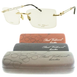 NEW!! PAUL VOSHERONT PV637 C1 23KGP 59-18-145 Silver Rectangle Rimless Unisex - Picture 1 of 7