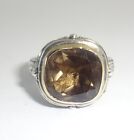 KONSTANTINO 18K Gold Sterling Silver Smoky Brown Topaz Ring Resized to Size 5