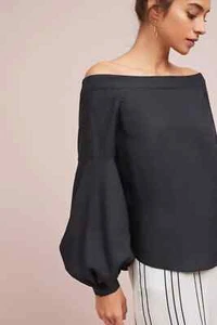 ANTHROPOLOGIE - MAEVE ‘Hershell’ Black Poet Sleeve Top Size 14 US / 16-18 NEW - Picture 1 of 9