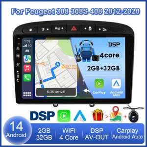9" For Peugeot 308 308S 408 2012-2020 Android14 Stereo Radio GPS Sat Nav CarPlay - Picture 1 of 19