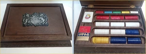 Caja de madera de póker Pacific Game Co de colección ¡con nueva baraja original de cartas! - Imagen 1 de 19