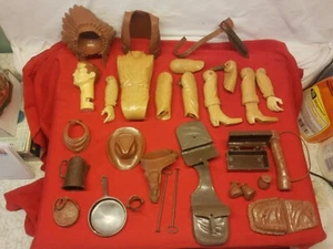 VTG 29pc Lot Marx Johnny West & Chief Cherokee Parts Toy - Picture 1 of 6
