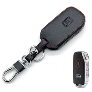 Fit KIA Seltos K5 Sorento Telluride Soul 5 Button Leather Key Fob Bag Cover Case - Picture 1 of 6