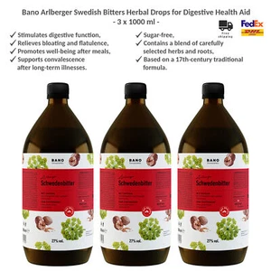 Gotas de hierbas Bano Arlberger Swedish Bitters para la salud digestiva 3x1000 ml - Imagen 1 de 3