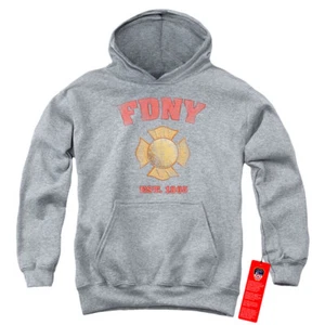 FDNY Kids Hoodie New York City Fire Dept Vintage Heather Hoody - Picture 1 of 2