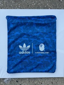 Bape x Adidas Blue Mesh Drawstring Backpack - Picture 1 of 2