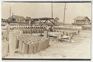1910 Cement Pipe & Tile Manufacturing - REAL PHOTO Occupational Vintage Postcard - Picture 1 of 2
