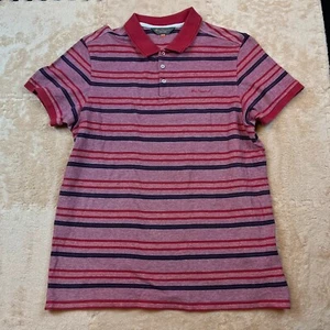 Ben Sherman Polo Shirt Extra Large Striped Red Collared Lightweight Mens Casual* - Picture 1 of 8