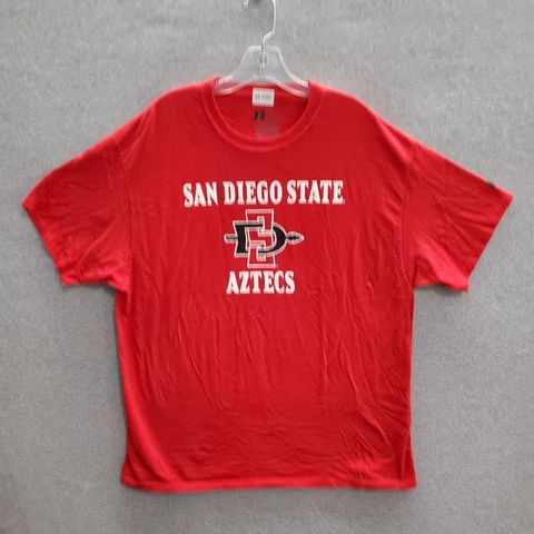 San Diego State Aztecs Men T-Shirt XL Red Logo Graphic Russell Short Sleeve Tee Cover