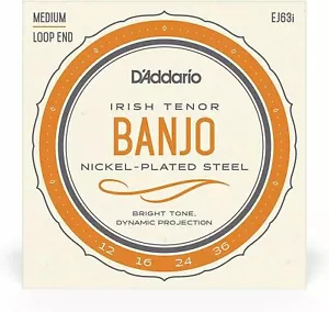 Cuerdas de banjo tenor irlandés D'Addario EJ63I, níquel, mediano, 12-36, extremo de bucle - Imagen 1 de 2