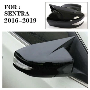 Glossy Black Ox Horn RearView Mirror Cover Cap Trim For Nissan Sentra 2016-2019 - Picture 1 of 10