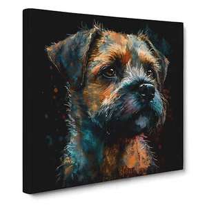 Border Terrier Palette Knife No.1 Canvas Wall Art Print Framed Picture Decor - Bild 1 von 4