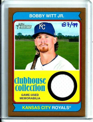 Bobby Witt Jr 2023 Topps Heritage Clubhouse Collection Game Used Jersey Card /99 - Image 1 of 3