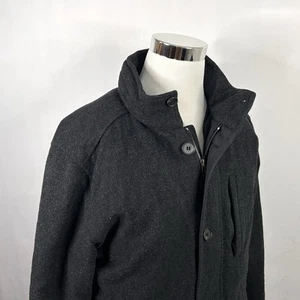 Tumi Size Large Pea Coat w/ Removable Lining & Pack Away Hood Dark Gray Zip Up - Picture 1 of 10