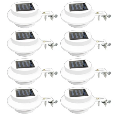 8 Pack Waterproof Solar Powered LED Outdoor Gutter Lights with Brackets - Image 1 of 4