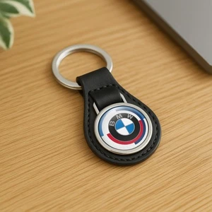 BMW Classic Leather Keychain | Car Logo Keyring | Auto Key Fob Charm - Picture 1 of 3