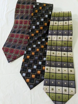 Kilburne & Finch Lot of 3 100% Silk Geometric Handmade Ties 58x3.75" - Image 1 of 4