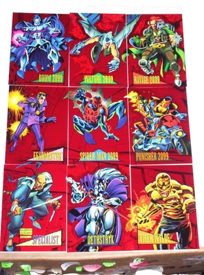 1993 MARVEL UNIVERSE SERIES IV RED FOIL 9 CARD INSERT SET SKYBOX 2099 SPIDERMAN - Image 1 of 4