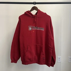 Vintage 90s Volcom Skateboard Retro Red Mens M Baggy Streetwear Hoodie - Picture 1 of 8