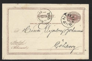 Sweden 1882 Postal Card to Gothenburg – Neat CDS, Business Message - Picture 1 of 2