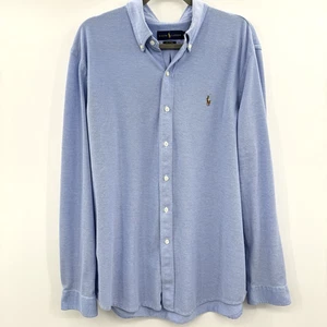 Camicia uomo Ralph Lauren maglia Oxford con bottoni taglia XXL blu manica lunga preppy - Foto 1 di 9