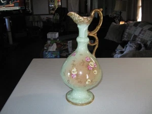 Antique Large Porcelain Ewer Pitcher Hand Painted 12 1/4" England Nice - Picture 1 of 3