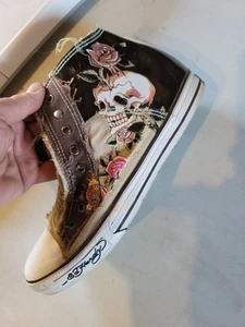 Absolutely Gorgeous! Ed Hardy Hi Top “ Flower Skull” Style 18FHR202M - Picture 1 of 5