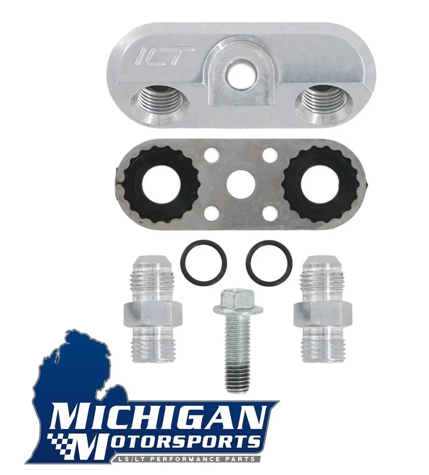 6L80E / 6L90E 6AN Transmission Oil Cooler Adapter - 50 Degree Angle - ICT Billet - Image 1 of 4