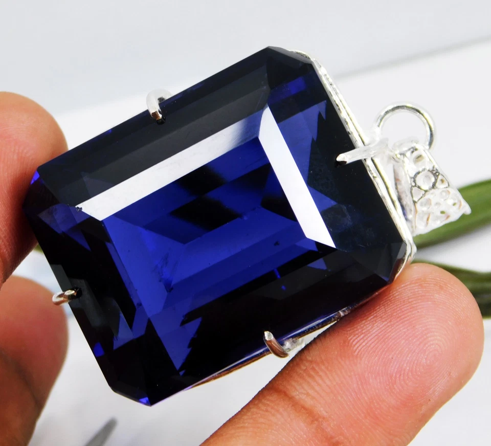 Colgante Tanzanita Azul Tanzania Natural 206,70 Ct Corte Esmeralda Piedra Preciosa Certificada Foto 1 de 4
