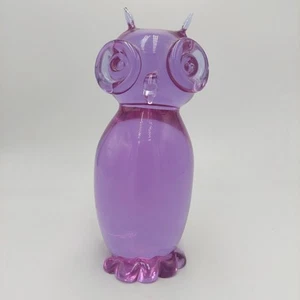 Vintage Murano Licio Zanetti Owl Alexandrite Neodymium Glass Signed Figurine - Picture 1 of 8