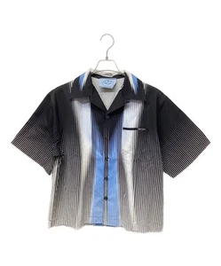 PRADA Striped short sleeve shirt Size: L Blue x black Men ACU1 3435 2020 - Picture 1 of 10